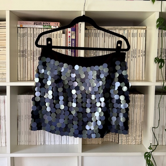Vintage PAILLETTE sequins MINI mermaid skirt navy black BODY by Victoria 6 - Picture 1 of 10